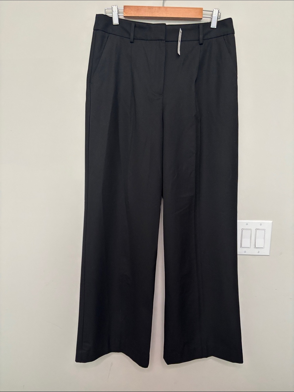 Talbots Black Wide-Leg Wool Blend Dress Pants NWT 8